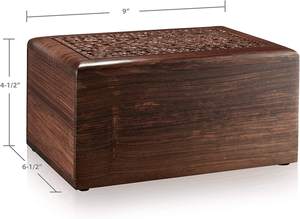 Urna Floral tallada a mano de palisandro, urna conmemorativa de cremación - Product Image 4