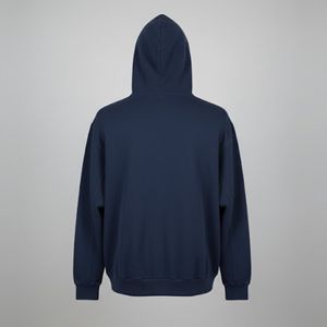 Sweat à capuche en polaire bleu marine unisexe de qualité supérieure |   Pull en coton-polyester teint en pièce à 3 extrémités, 340 GSM |   Surdimensionné - Product Image 2