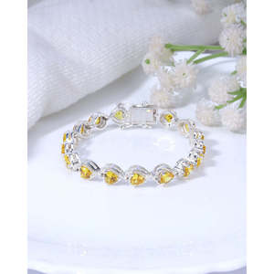 <b>Citrine</b> Heart Shaped Zirconia <b>Bracelet</b> with White Accents - Product Image 3