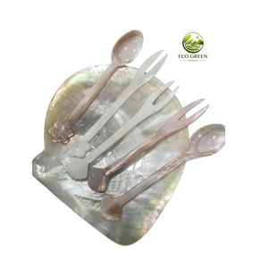 Tenedores de Fruta Artesanales de Concha Natural con Mango de Mosaico de Perlas, Set de Cubiertos Pequeños para Degustación y Postres, Alta Calidad para Hotel - Product Image 3