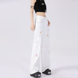 Pantalones vaqueros de pierna ancha de cintura alta para mujer de verano y otoño, pantalones de mezclilla holgados de moda, ropa de calle informal, pantalones de moda - Product Image 4