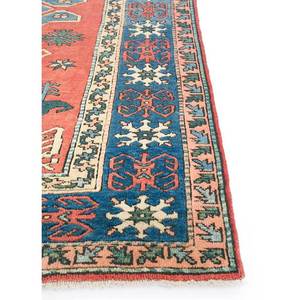 Alfombra de Lana Anudada a Mano Nuray Pae-1213, Diseño Geométrico Rojo y Naranja, Alfombra Grande para Decoración de Sala de Estar, 9x12 - Product Image 4