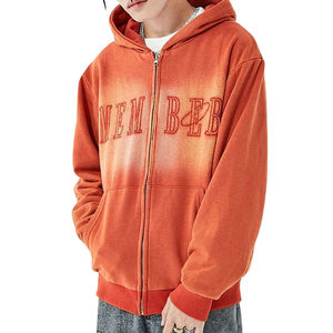 Sudaderas Extra Grandes Personalizadas con Lavado Ácido y Estilo Desgastado para Hombre, Sudaderas con Cremallera de Estilo Vintage para Hombre - Product Image 3