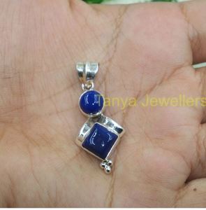 Collier avec pendentif en lapis-lazuli bleu naturel, pendentif en argent sterling 925, grand bijou en lapis-lazuli, cadeau pour femme - Product Image 4
