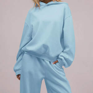 Wholesale Women's Winter Fashion Breathable Plus Size Tracksuit Oversized Hoodie Jogger <b>Pants</b> Sportswear 2pcs Solid Custom Logo - Product Image 1