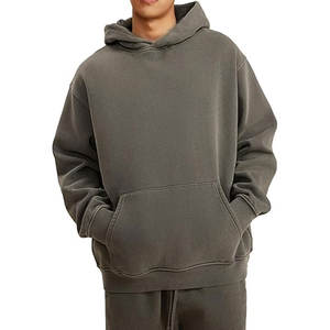 Sudadera con capucha de lana para adultos Unisex estilo Hip Hop hombres de lujo de gran tamaño desgastado Stone Wash Sudadera con capucha con logotipo estampado - Product Image 1