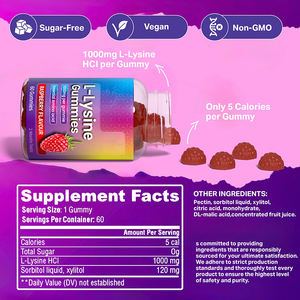 OEM ODM Adulto L-lisina 1000mg Gummies Suplemento de aminoácidos esenciales Sin gluten Salud DE LA PIEL Boost Inmune Colágeno Calcio - Product Image 4
