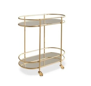 Carrito para servir comida Acero inoxidable Acabado dorado Con carrito de servicio decorativo de mármol Para el hogar y el hotel Precio completo - Product Image 3