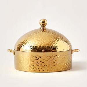 Casserole en métal de haute qualité de forme ronde plaquée or de haute qualité, centre de table et fournitures de décoration - Product Image 5