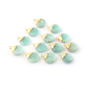 Composants et trouvailles de bijoux en forme de coussin d'amazonite naturelle Connecteur à breloques pour bricolage plaqué or - Product Image 4