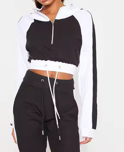 Femmes 400GSM solide coton à capuche en gros personnalisé imprimé goutte épaule récolte pour l'hiver sans cordon - Product Image 4