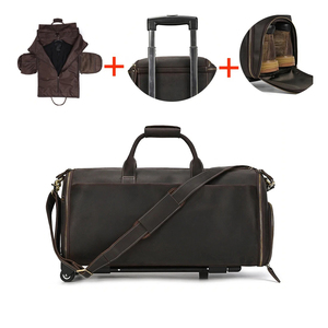 Bolsa de lona de viaje de cuero genuino individual de alta calidad 2024 bolsa grande de lona de fin de semana - Product Image 1