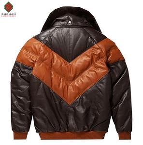 Men's <b>Synthetic</b> <b>Leather</b> Casual Winter V-Bomber Jacket | Solid | Zipper | Wool Lining | High Quality <b>Leather</b> | Classic Durable - Product Image 4