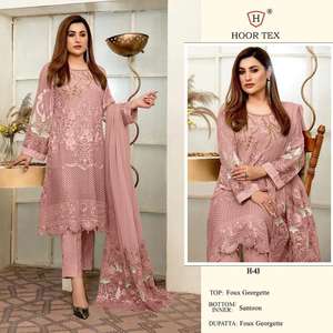 Lourd et belle fausse georgette la plus tendance Salwar Kameez avec Dupatta avec fournisseur de travail de broderie de séquence de Surat - Product Image 2