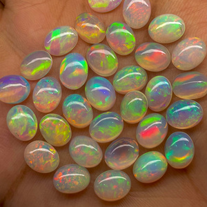 Cabochon d'opale éthiopienne 8-10 MM bonne qualité Multi Flashy Opal Cabochon Lot forme ovale Welo opale pour la fabrication de bijoux - Product Image 3