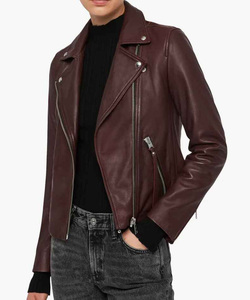 Cómoda chaqueta de cuero genuino para mujer de diseño de Venta caliente en cuero de color marrón chaquetas de cuero transpirables de longitud larga - Product Image 5