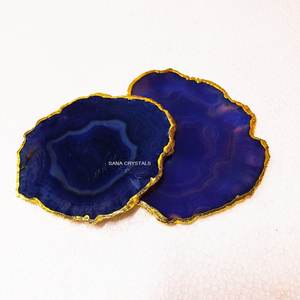 High Quality Premium Tableware Accessories Fresh Design Agate <b>Coaster</b> with <b>Gold</b> Electroplated Slice Wholesale Price - Product Image 1
