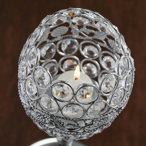 Vaisselle Bougeoirs en cristal et métal avec finition argent et or Parfait pour la décoration de maison et de mariage de qualité supérieure - Product Image 4
