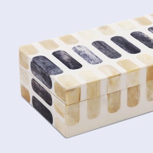 Caja de Regalo Rectangular de Resina de Lujo, Hecha a Mano, Imitación Antigua, Caja de Joyería con Incrustaciones de Hueso, Duradera, Estilo Europeo, Decoración para el Hogar - Product Image 2