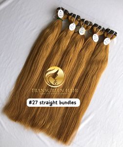 <b>Top</b> Best Quality 22" # 27 Color Straight Wholesale's Bundle's Raw Indian Temple Direct From India Machine Double Weft Human Hair - Product Image 2