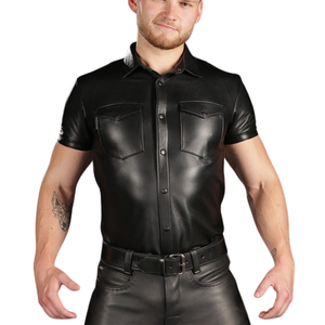 Lambskin Polo <b>Shirt</b> Black Black Lambskin Polo <b>Shirt</b> Stylish and Comfortable Ideal <b>for</b> Trendy Fashion Looks - Product Image 6