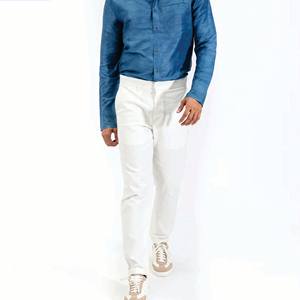 กางเกงขาตรงทรงสลิมฟิตสำหรับผู้ชายกางเกงชิโนผ้าทอลายทแยงผ้าคอตตอนสไตล์ USA - Product Image 2