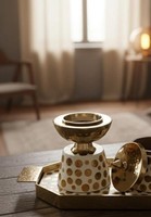 Brûleur d'encens en forme de balai de conception arabe avec boîte à bakhoor et plateau martelé pour l'utilisation du Ramadan, cadeau, décoration de la maison du Moyen-Orient et du Golfe