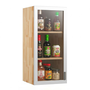Armoires de cuisine au design moderne avec porte vitrée simple de 40 cm de large en bois massif TBT010 Panneau MDF - Product Image 1