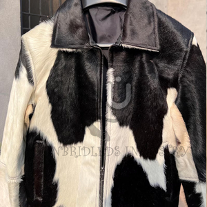 Natural Hair-On-Hide Cow Skin Leather <b>Biker</b> <b>Jacket</b>-Premium Quality Heated Breathable Windproof Winter Coat - Product Image 5