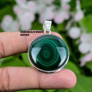 Colgante de piedras preciosas de malaquita Natural, collar de plata de ley 925, joyería de moda hecha a mano con sello 925 para regalo o fiesta - Product Image 4