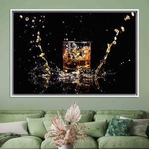 Elegant Printed Canvas Artwork: Modern Bar Decor for Home,WHITE <b>FRAMED</b> CANVAS - Product Image 1