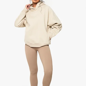 Sweat à capuche pour femme en laine court décontracté sans ficelle avec logo bouffant 3D personnalisé en gros - Product Image 4