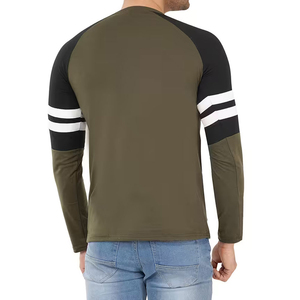 T-shirt pour homme en coton 100% en gros, nouveau design, manches longues, uni, avec logo personnalisé imprimé, tissu tricoté - Product Image 3