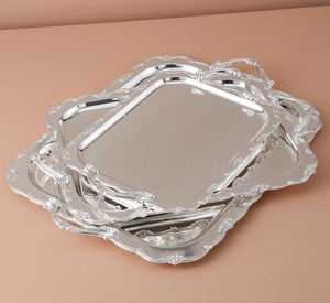 Nouveau plateau carré nickelé de haute qualité fait à la main ensemble de 4 assiettes de service à café et de décoration intérieure pour hôtel, restaurant et usage domestique - Product Image 1