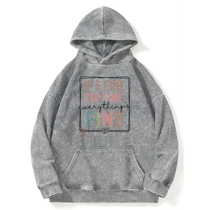 เสื้อมีฮู้ดผ้าฟลีซสองชั้นลายวินเทจผ้าเปียกแดดซีดจางมีกระเป๋าโลโก้ตามสั่ง - Product Image 3