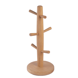 34cm Vertical Beech Wood Mug Holder <b>Tree</b> - Natural Solid Wooden Coffee Cup <b>Stand</b> - Eco-Friendly Kitchen Countertop Organizer - Product Image 4