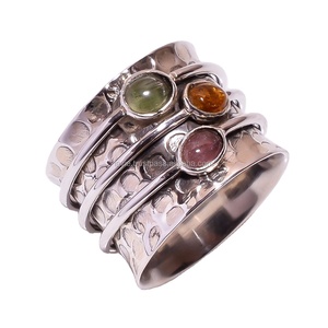 Girls Fashion Tourmaline Meditation Ring 925 <b>Solid</b> <b>Silver</b> Jewelry Manufacturer - Product Image 1