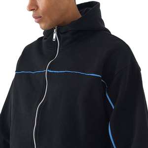 Sudadera con capucha recortada con estilo para hombre Sudadera de lana de algodón bordada Otoño Moda callejera de gran tamaño - Product Image 3