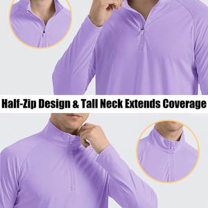 Nuevo estilo, polos de manga larga con cremallera de cuarto de verano para hombre, Color sólido, secado rápido, nuevo diseño, algodón de moda de talla grande - Product Image 5
