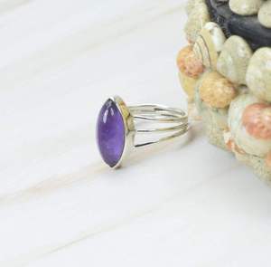 Vente en gros 925 bague en argent sterling massif taille marquise pierre précieuse améthyste naturelle bague en pierre à facettes pour les femmes idée cadeau - Product Image 6