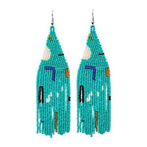 Pendientes Ombre de borla de corazón con cuentas Pendientes de flecos con cuentas de colores de oro negro y blanco de lujo-largos para mujeres y niñas - Product Image 1