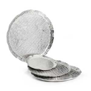 Bandeja de Metal para desayuno de comida, accesorio decorativo de Color plateado, forma redonda rústica, de madera, 2022 - Product Image 1