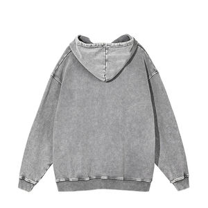 Sweat à capuche homme 100% coton lavé à l'acide Style vintage High Street Pull d'hiver avec motif solide Séchage rapide Respirant 280g - Product Image 2