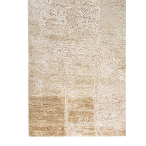 Alfombra Rectangular de Lana y Seda Entropy Ivory, Tejida a Mano, Color Sólido, Modelo Esh-1520 (Cs-01) para Sala de Estar y Pasillo - Product Image 4