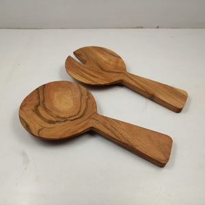 Ensemble de 2 cuillères à salade en bois et résine, fourchette et cuillère de service, cuillères à salade de qualité supérieure - Product Image 5