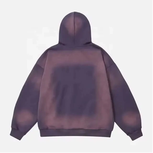 Pull-over double couche personnalisé pour hommes, sweat à capuche pour l'hiver, lavage à l'acide, masque zippé au soleil, poids lourd, surdimensionné, soufflé, lavé - Product Image 2