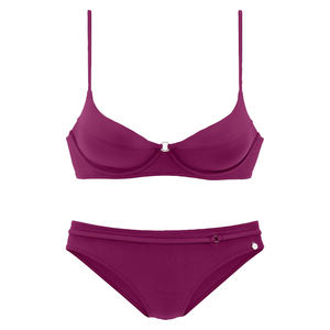 Ensemble de bikini bandeau en gros pour femmes, maillot de bain deux pièces en aubergine, maillot de bain de plage pour femmes, haute qualité, 100% polyester - Product Image 2