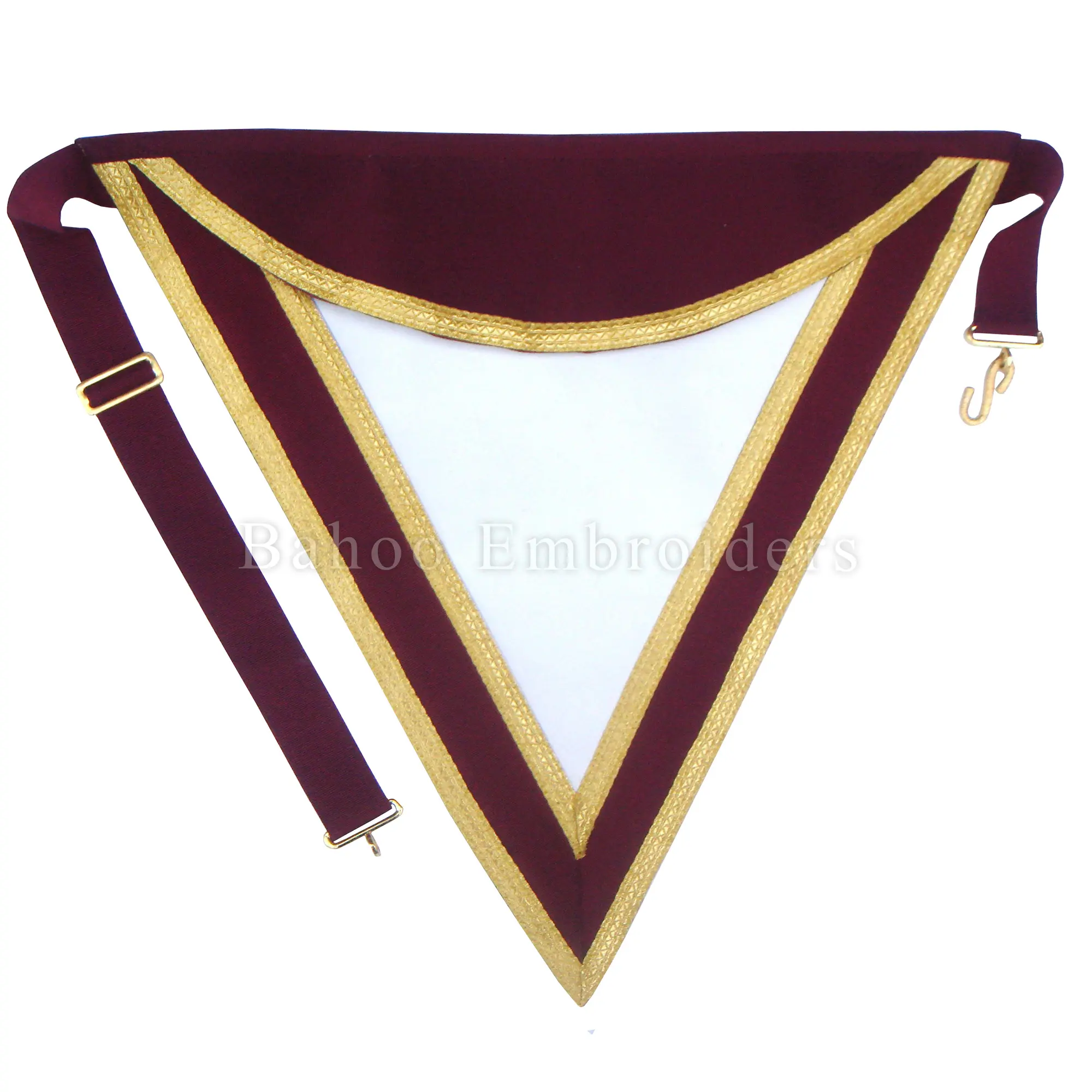 ROYAL & SELECT master GRAND COUNCIL grembiule di vera pelle con nastro marrone sui bordi e treccia d'oro (BH-M-801)