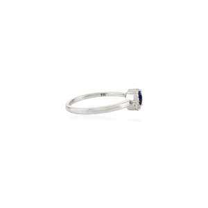 Bague élégante au design classique en or blanc 18 carats véritable avec saphir bleu et diamant, bijoux en pierres précieuses minimalistes, commande en gros, prix de gros - Product Image 5