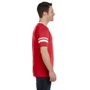 Camiseta Informal de Algodón para Hombre, Manga Corta, Cuello en V, con Bolsillo, Diseño a Rayas, Camiseta sin Tejer - Product Image 6